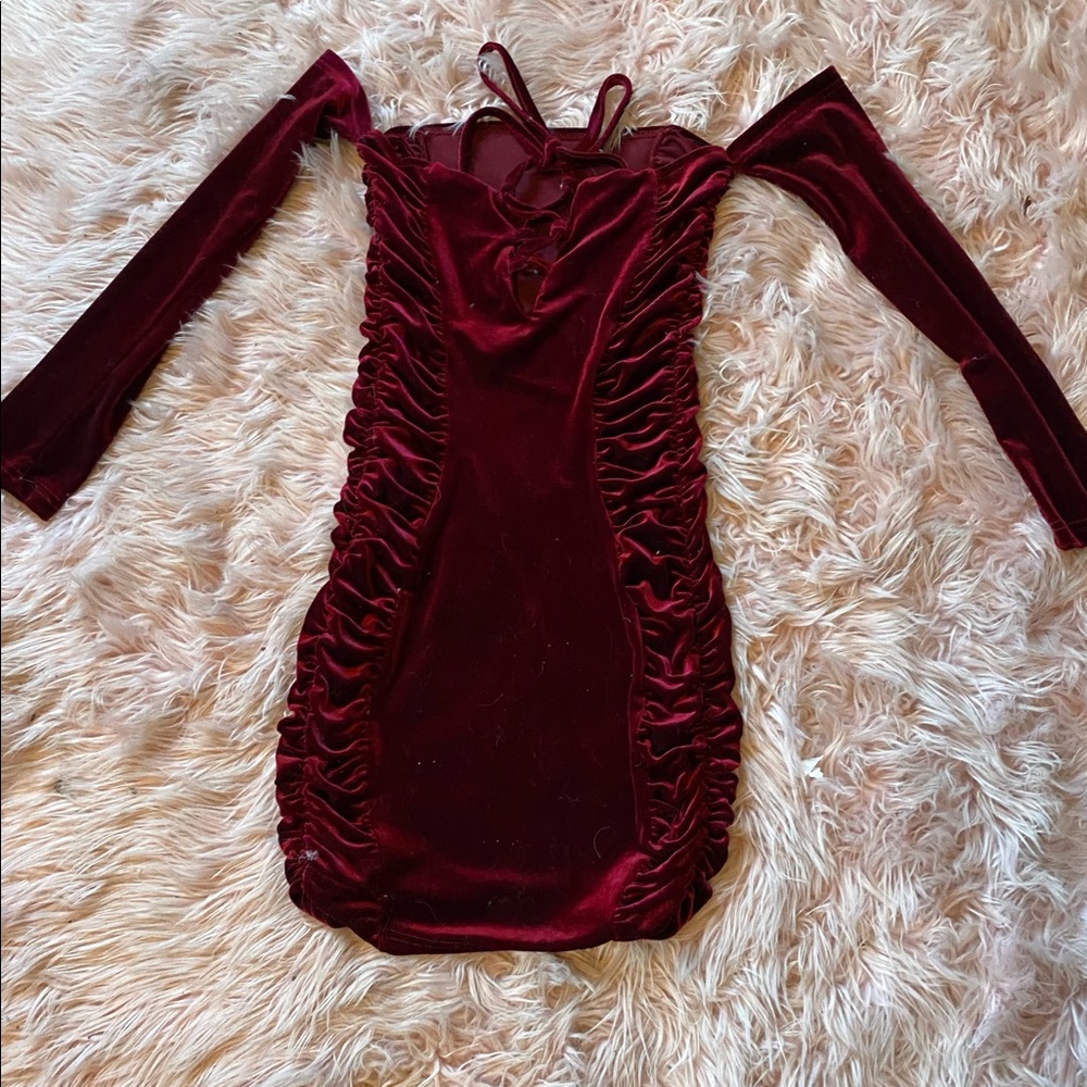 Off the shoulder Red Velvet Sexy Dress🖤